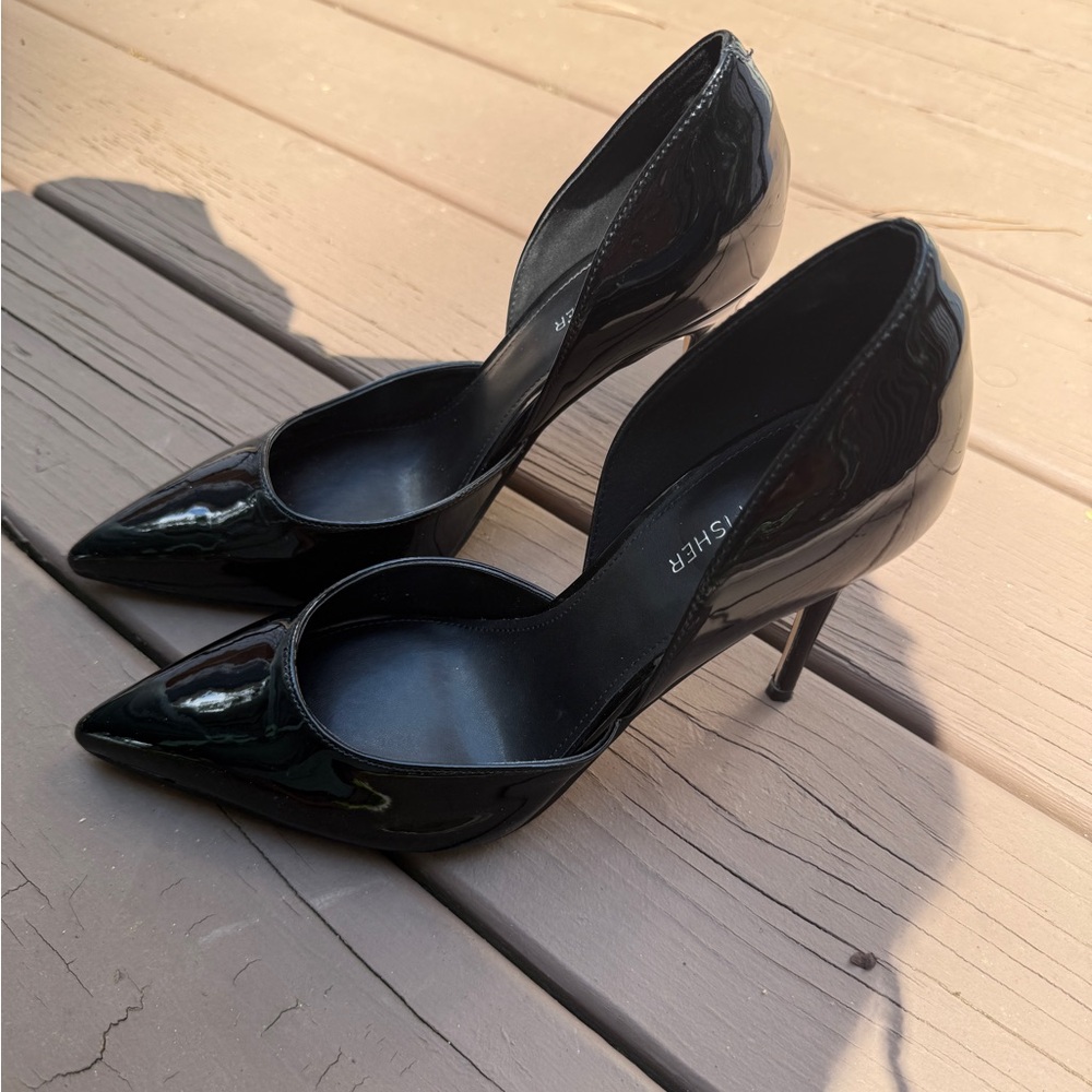 Black Patent Leather D’orsay Stiletto Heels 8.5 Worn Once